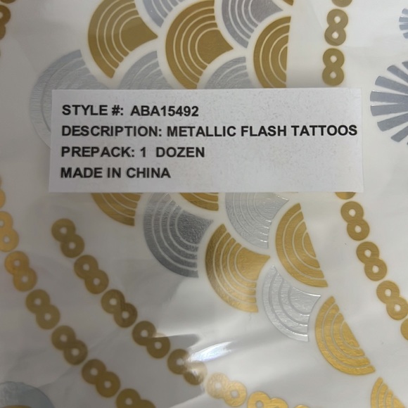 7 JEWELRY FLASH METALLIC TATTOO Temporary Henna Waterproof Transfer Gold/ Silver - Picture 6 of 6